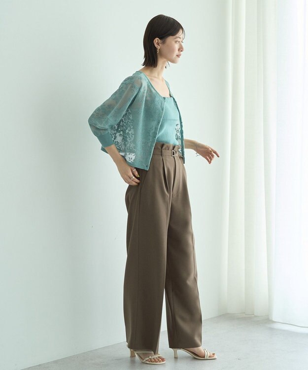 YECCA VECCA 【2点SET】インナーセットレース柄カーディガン Green