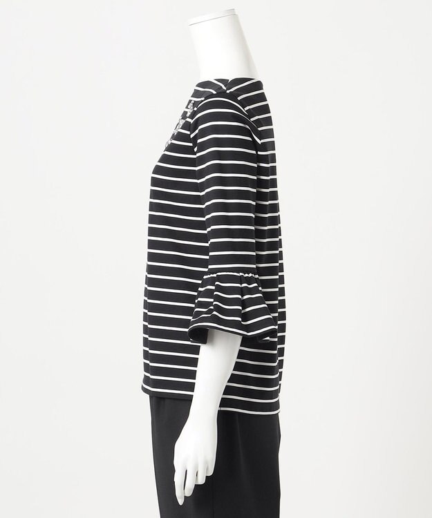 23区 L 【R(アール)】ビジュ― ストライプ ジャージー ブラック系1