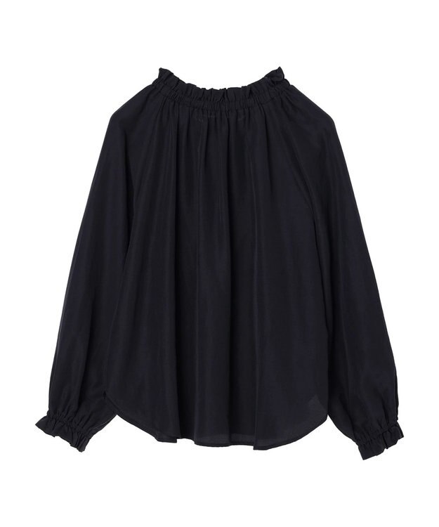 Green Parks スタンドフリルボウタイブラウス Navy