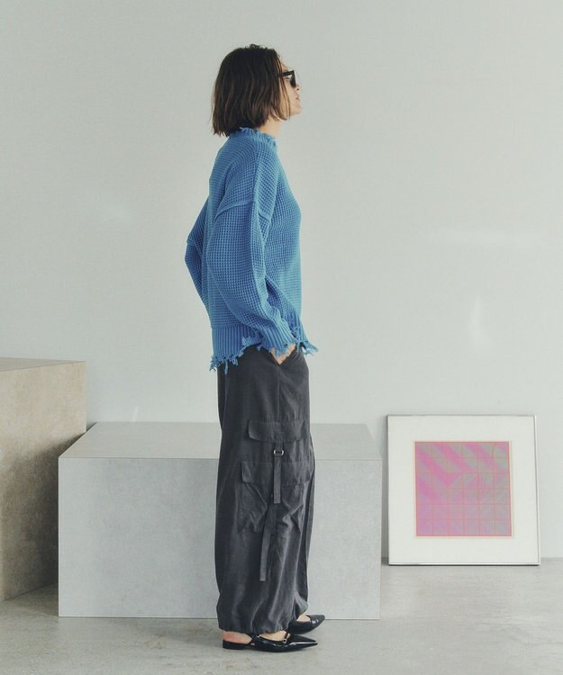 YECCA VECCA ダメージルーズニット Blue