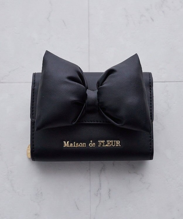 Maison de FLEUR ボリュームリボンウォレット Black