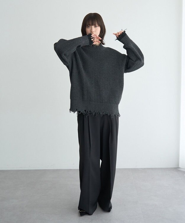 YECCA VECCA ダメージルーズニット Blue