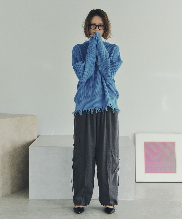 YECCA VECCA ダメージルーズニット Blue