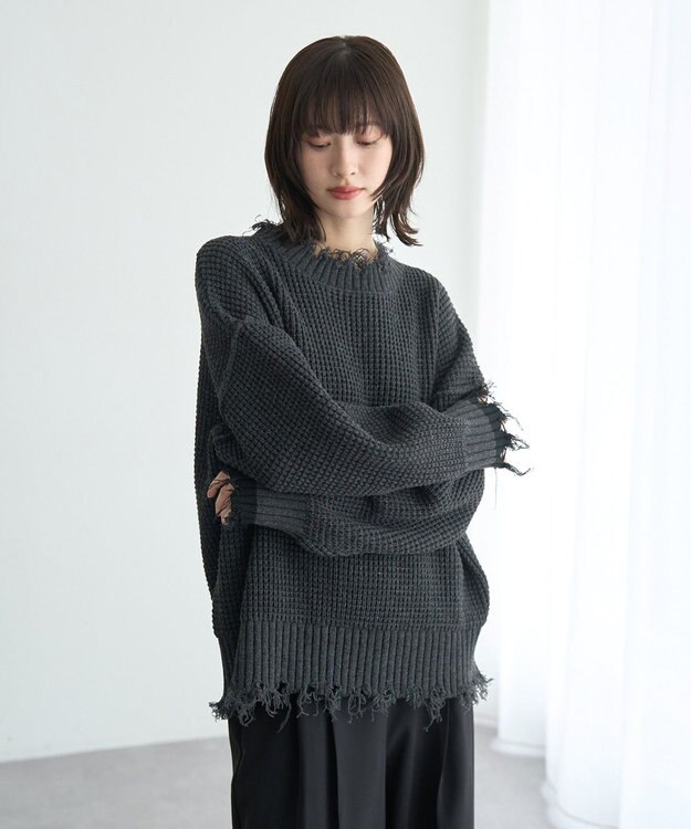 YECCA VECCA ダメージルーズニット Blue