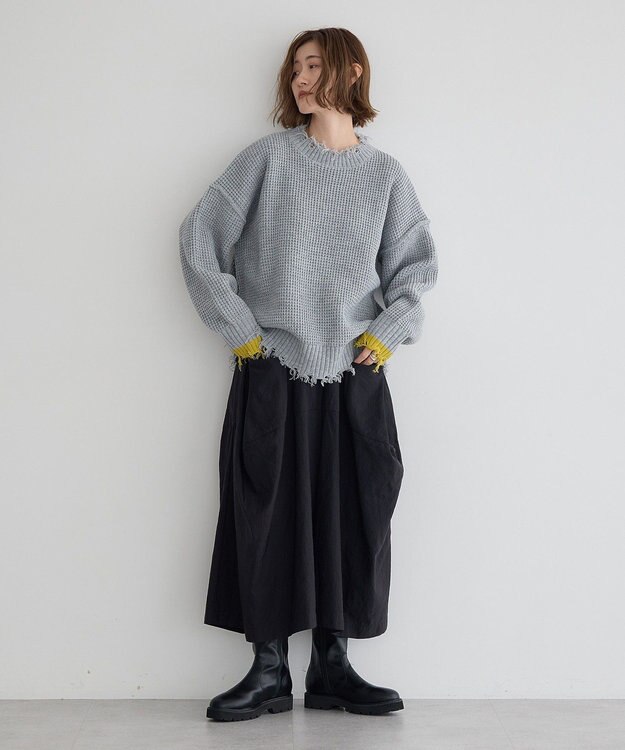 YECCA VECCA ダメージルーズニット Blue