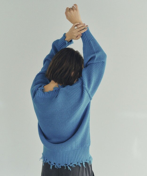 YECCA VECCA ダメージルーズニット Blue