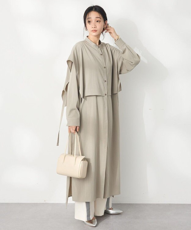 CRAFT STANDARD BOUTIQUE レイヤード風シャツワンピース Gray Beige