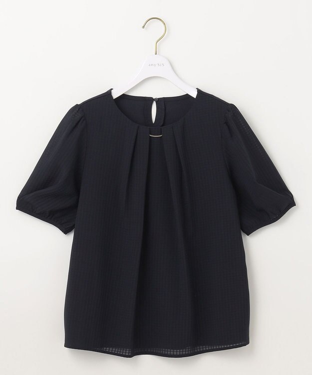ANY SIS 【吸水速乾・UVケア・接触冷感】コンフォートジャージー ブラウス ネイビー