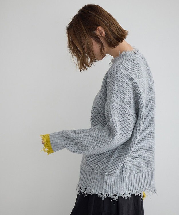 YECCA VECCA ダメージルーズニット Blue