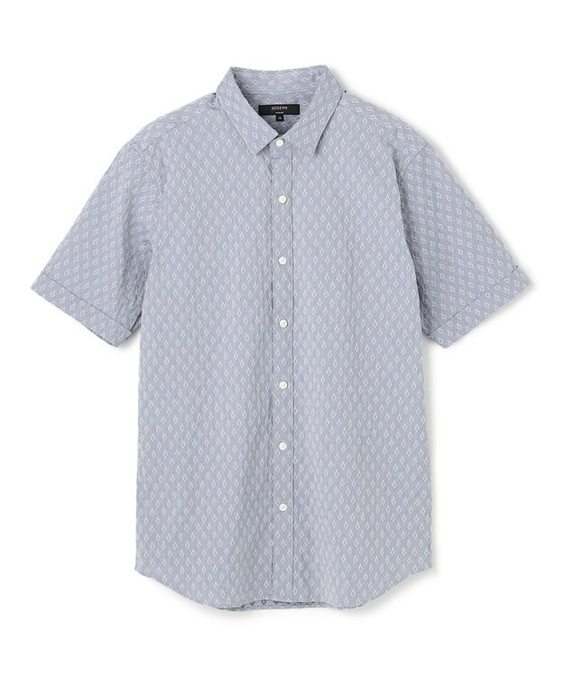 JOSEPH HOMME 新柄【ストレッチ】ハムサジャガードストレッチ　レギュラーカラー半袖シャツ ブルー系