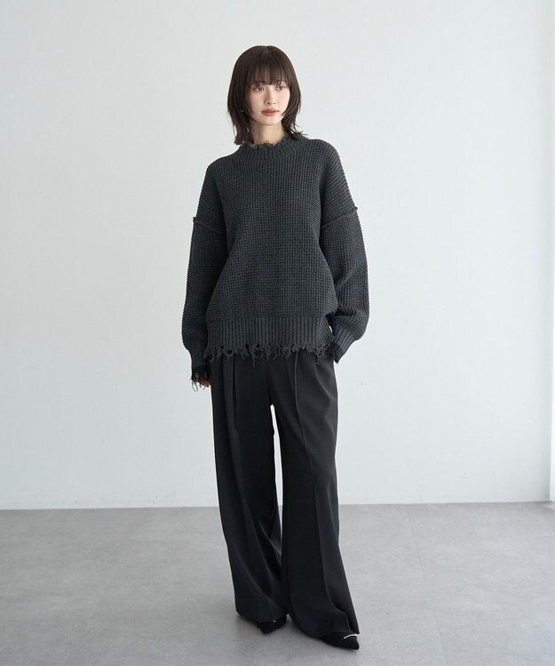 YECCA VECCA ダメージルーズニット Blue