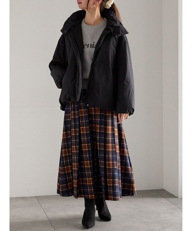 Te chichi スタンドカラーショートダウンジャケット ブラック