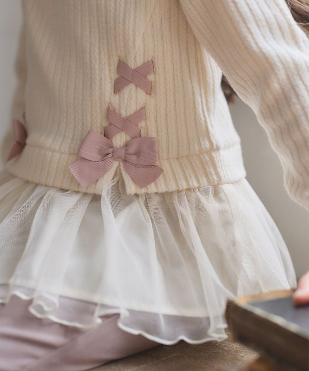 ANY KIDS 表起毛 レースアップ チュニック エクリュ