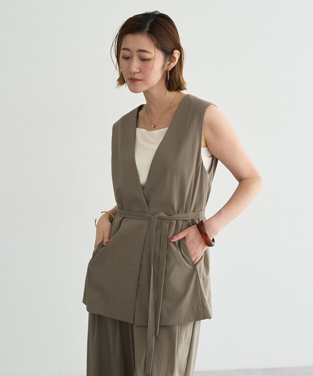 YECCA VECCA ドライタッチウエストベルトジレ Dark Beige