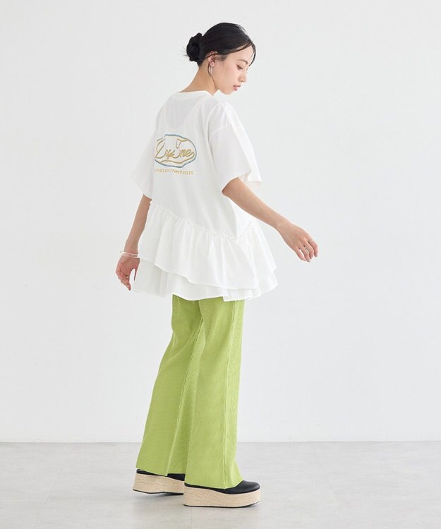 earth music&ecology 異素材ドッキンググラフィックTシャツ Off White