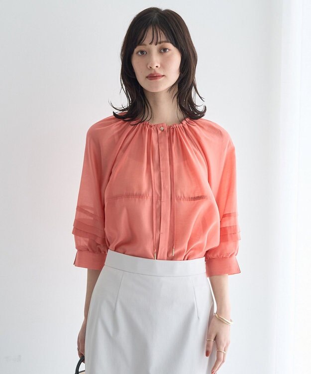 YECCA VECCA タックスリーブシアーシャツ Orange