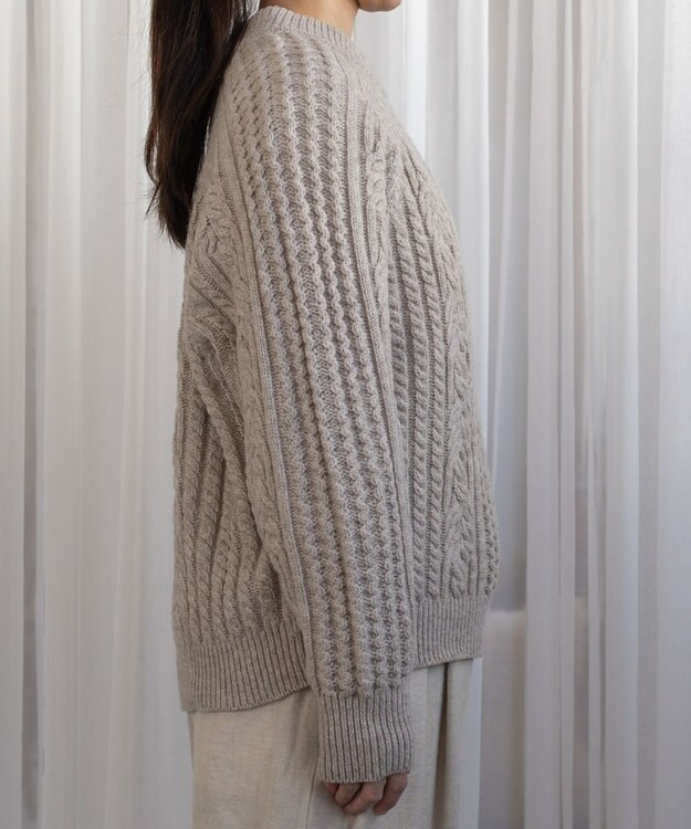 muuc 〈上質なカシミヤウール〉立体ケーブル編みプルオーバー〈しっとり柔らかい〉〈日本製〉〈オンオフ使えるきちんと感〉 ベージュ