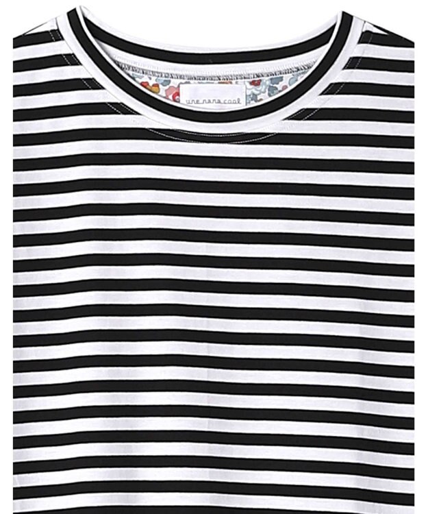 une nana cool MADE WITH LIBERTY FABRIC 綿100％ボーダー 半袖ワンピース BL