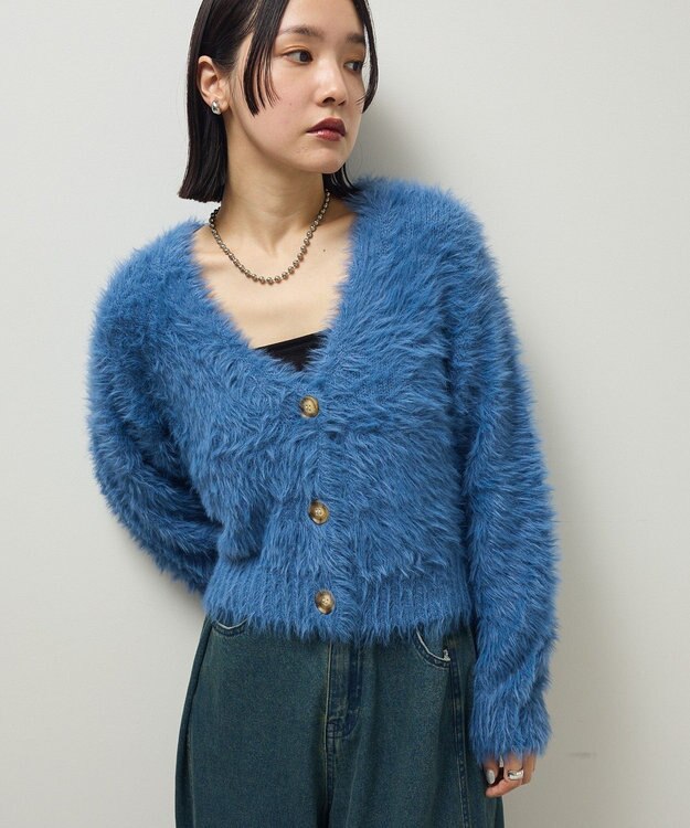 Green Parks ・Ｐｅｔｉｔ　Ｆｌｅｕｒ　シャギーニットカーディガン Blue