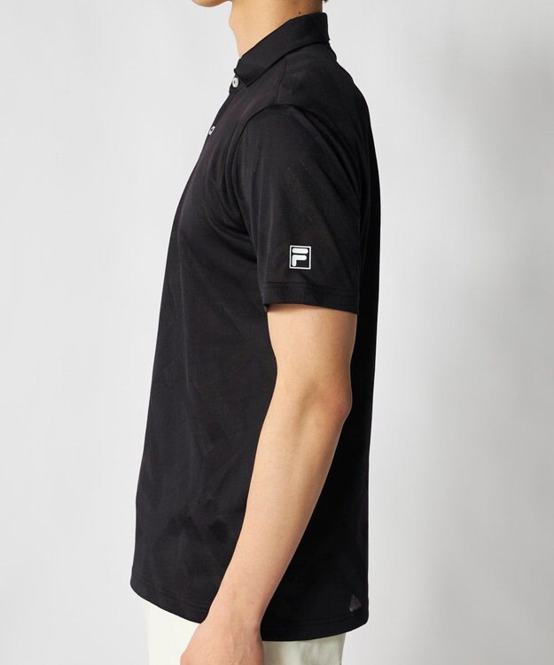 FILA GOLF／marie claire 【FILA GOLF】メッシュ加工ビックロゴ半袖ポロシャツ ブラック