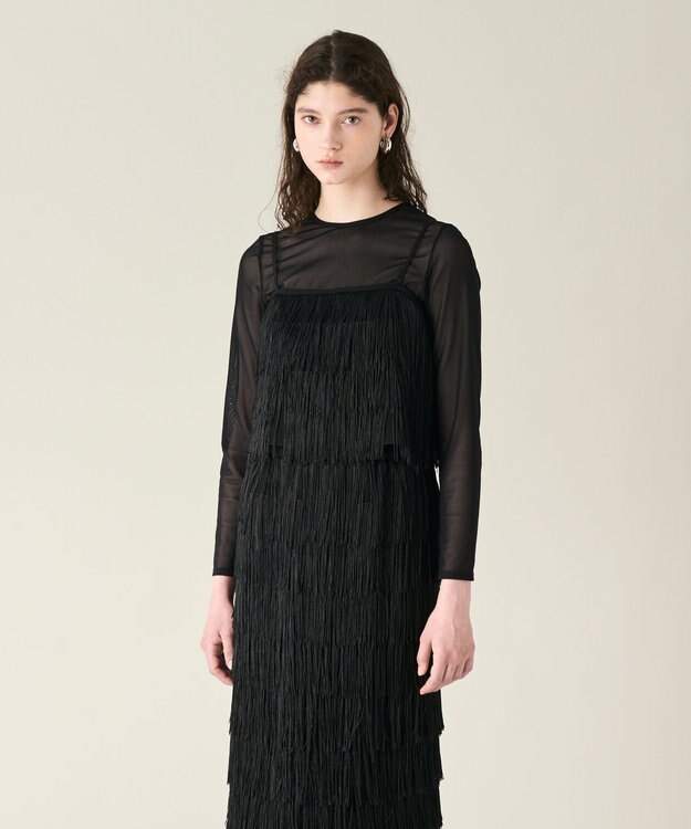 GRACE CONTINENTAL フリンジトップ ブラック