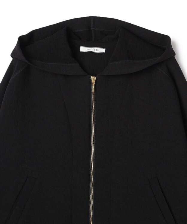 BEIGE， BROOM / スウェット風コンパクトライトパーカー Black