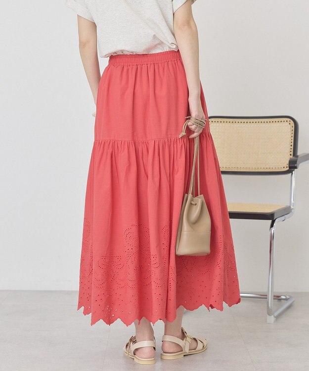 AMERICAN HOLIC アイレット刺繍ティアードスカート Red