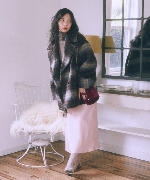 earth music&ecology ベロアハンドルバッグ Bordeaux