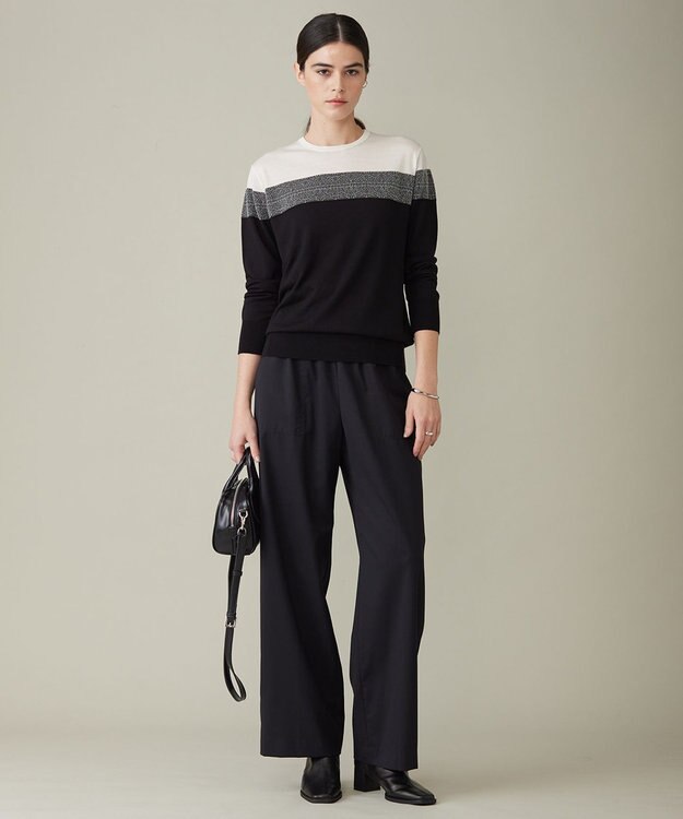 ICB 【洗える】 TWブロード ワイドストレートパンツ ブラック系