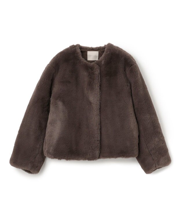 UNFILO エコファー クロップドジャケット モカ