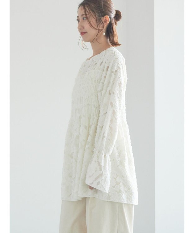 Te chichi 【宮本茉由着用】カットジャガードチュニックブラウス オフホワイト