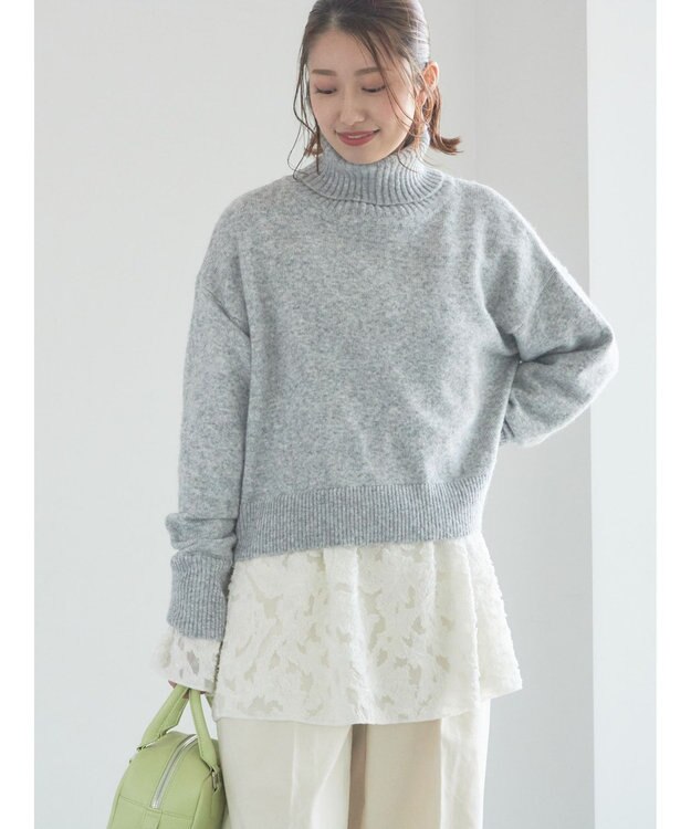 Te chichi 【宮本茉由着用】カットジャガードチュニックブラウス オフホワイト