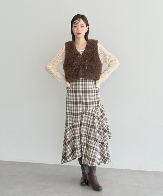 earth music&ecology フロントボタンレースプルオーバー Ivory