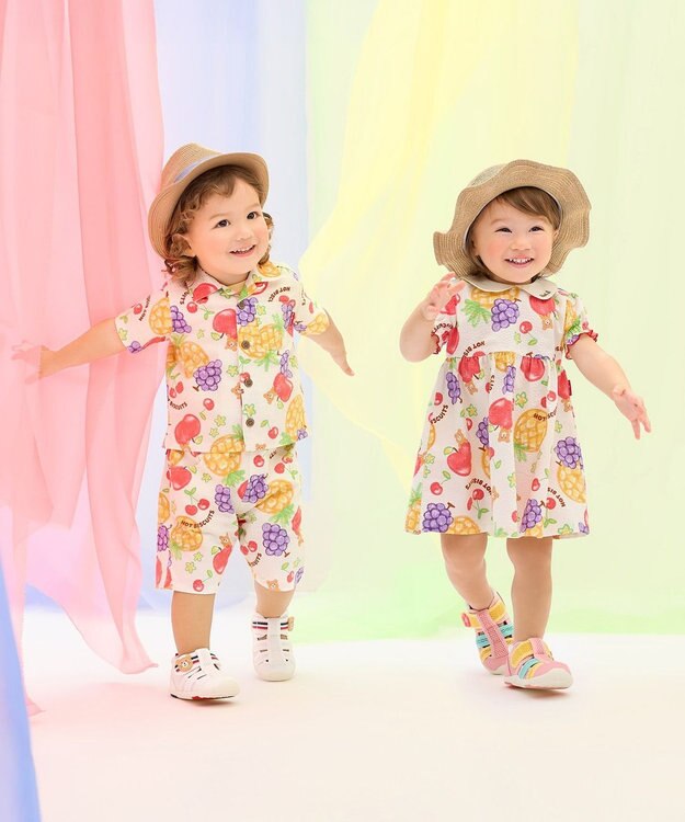 MIKI HOUSE HOT BISCUITS 【ビーンズ×フルーツシリーズ】【80-120cm】オープンカラーシャツ アイボリー