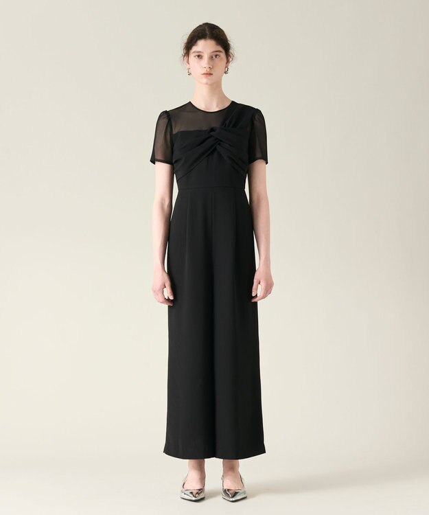 GRACE CONTINENTAL ドレープリボンサロペット ブラック