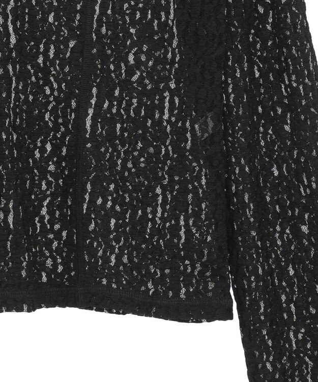 earth music&ecology フロントボタンレースプルオーバー Black