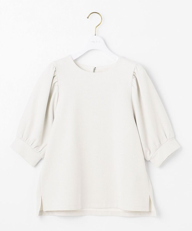 ANY SIS S シャイニーラメパフスリーブ カットソー シャンパン