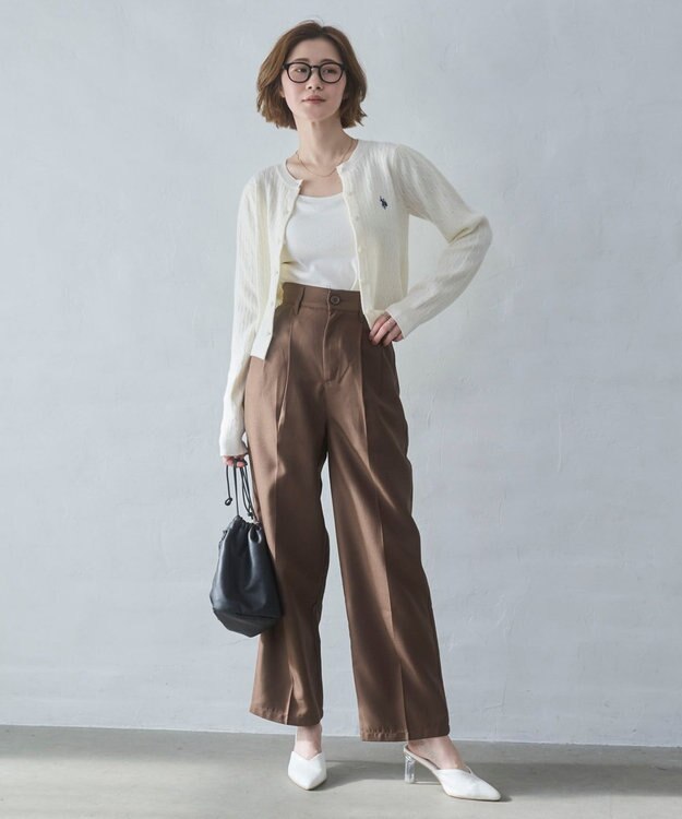 WEGO 【26年春新作】別注USPOLOケーブルニットカーデ ホワイトアイボリー