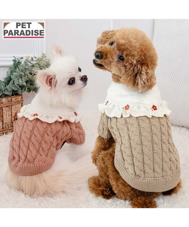 PET PARADISE ペットパラダイス バイカラー ニット 《ベージュ》 小型犬 ベージュ