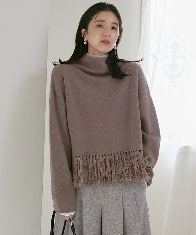 23区 【SLOW/一部店舗限定】ニットトータル フリンジ ニット ブラウン系