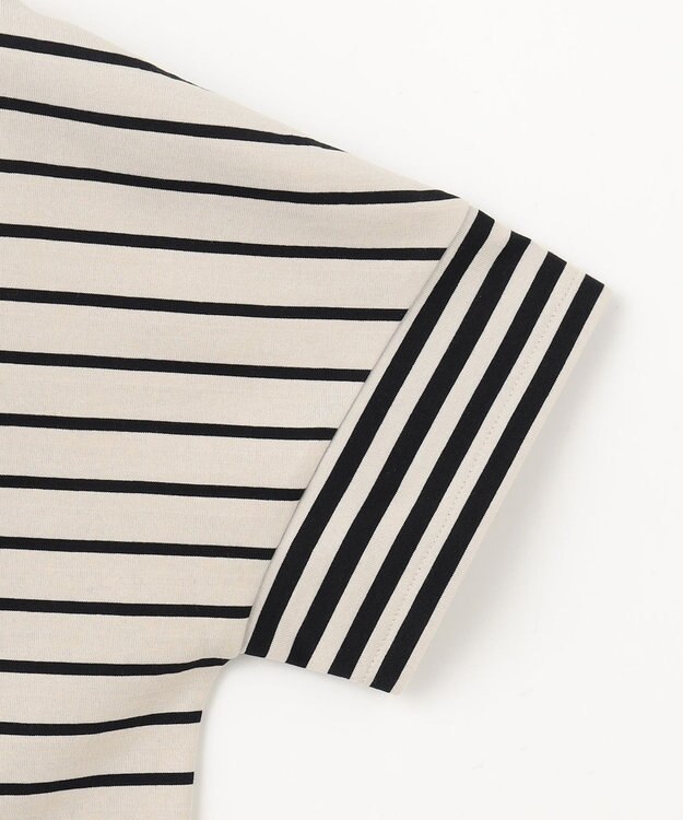 23区 S 【洗える】ランダムボーダー ドルマン カットソー サンド×ブラックボーダー