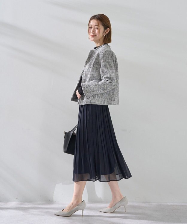 YECCA VECCA プリーツシフォンスカート Navy