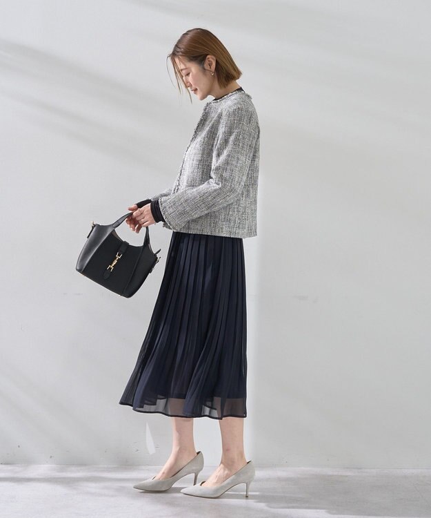 YECCA VECCA プリーツシフォンスカート Navy