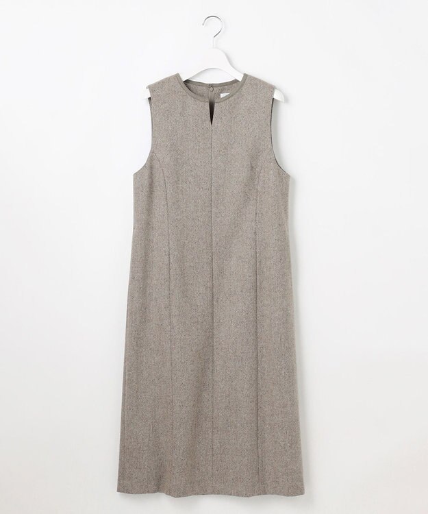 J.PRESS LADIES L ネップヘリンボーン ジャンパースカート モカ系