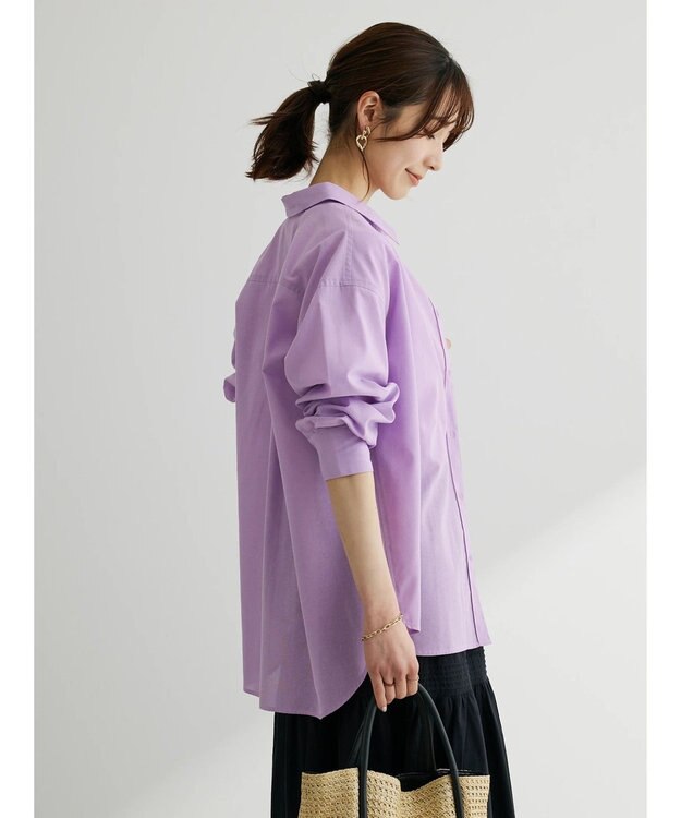 Green Parks 綿麻混レギュラーシャツ Purple