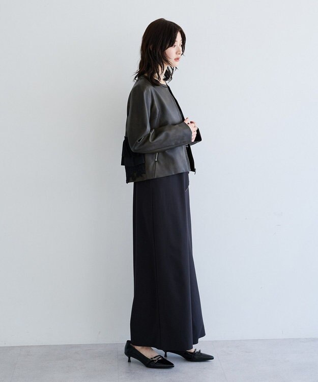 YECCA VECCA バックフリルライダースジャケット Brown