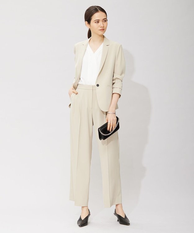 ICB 【洗える】ソフトジョーゼット Vネックブラウス オフホワイト系