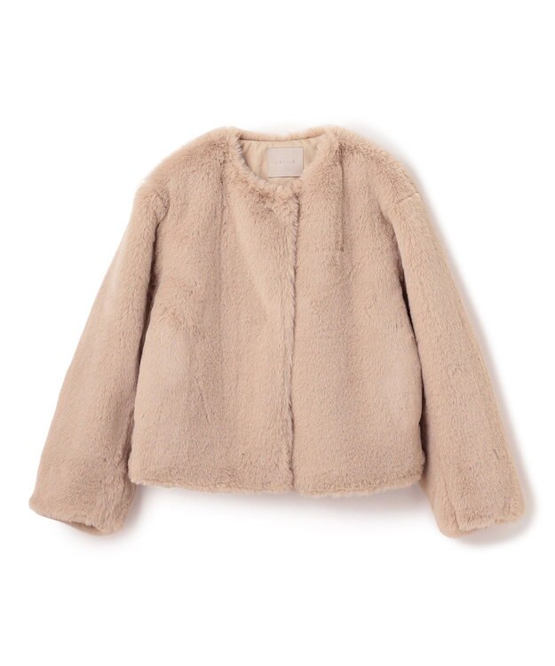 UNFILO エコファー クロップドジャケット グレージュ