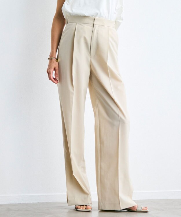 BEIGE， 【洗える/接触冷感/速乾/UVケア対応・Precious ９月号掲載】BATEAU / イージーウエストサイドスリットタックパンツ Beige