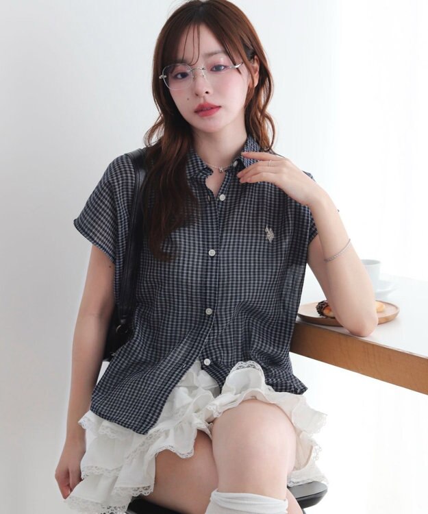 WEGO U.S. POLO ASSN.別注 フレンチスリーブシャツ ネイビー